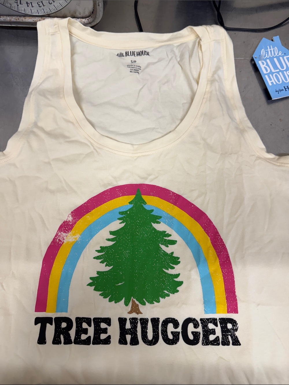 little BLUE HOUSE Cream "Tree Hugger" Graphic Tank Top
